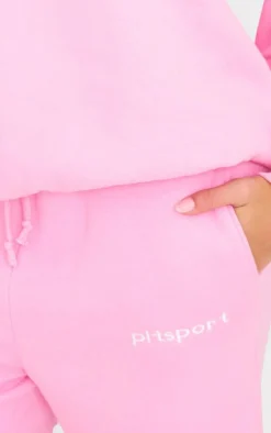 PrettyLittleThing Gym Wear*Pink Embroidered Drawstring Waist Wide Leg Sweatpants