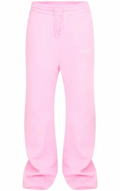 PrettyLittleThing Gym Wear*Pink Embroidered Drawstring Waist Wide Leg Sweatpants