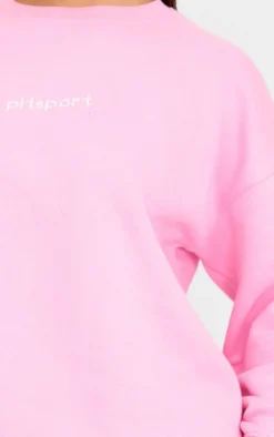 PrettyLittleThing Gym Wear*Pink Embroidered Oversized Sweatshirt