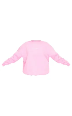 PrettyLittleThing Gym Wear*Pink Embroidered Oversized Sweatshirt