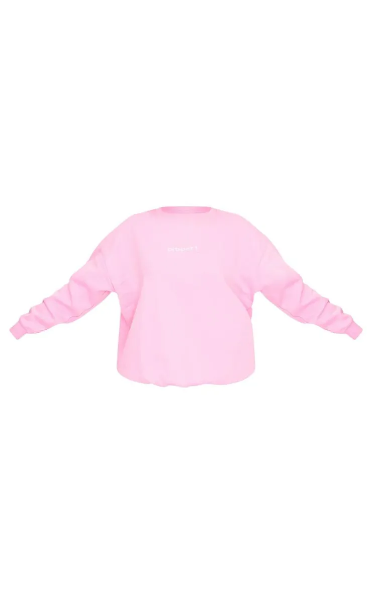 PrettyLittleThing Gym Wear*Pink Embroidered Oversized Sweatshirt