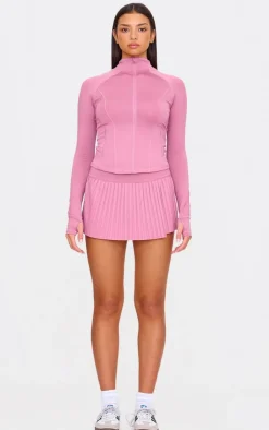 PrettyLittleThing Gym Wear*Pink Stretch Active Pleated Skirt