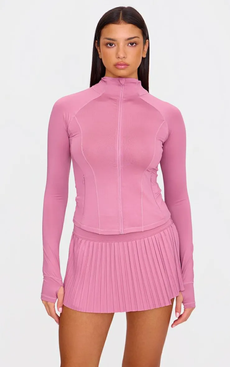 PrettyLittleThing Athletic Jackets*Pink Stretch Active Zip Up Pocket Detail Sports Jacket