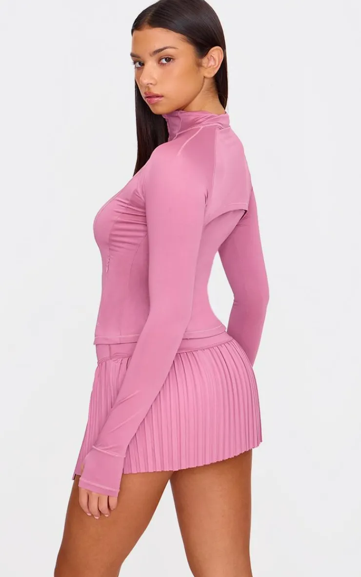 PrettyLittleThing Athletic Jackets*Pink Stretch Active Zip Up Pocket Detail Sports Jacket