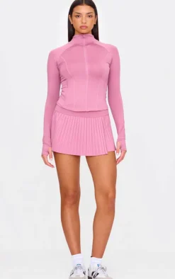 PrettyLittleThing Athletic Jackets*Pink Stretch Active Zip Up Pocket Detail Sports Jacket
