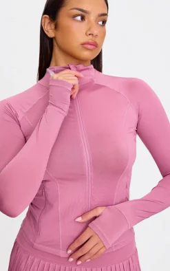 PrettyLittleThing Athletic Jackets*Pink Stretch Active Zip Up Pocket Detail Sports Jacket
