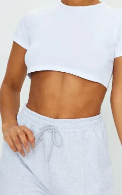 PrettyLittleThing T-Shirts*Basic & White Cotton Blend Roll Sleeve Crop T Shirt 2 Pack