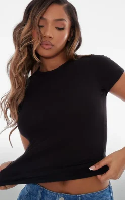 PrettyLittleThing T-Shirts*Basic Cotton Blend Fitted Crew Neck T Shirt
