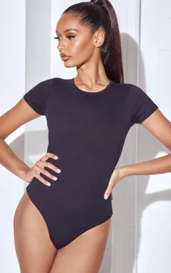 PrettyLittleThing Basic Tops*Basic Cotton Blend Fitted Short Sleeve Bodysuit