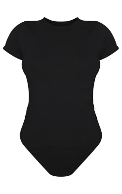 PrettyLittleThing Basic Tops*Basic Cotton Blend Fitted Short Sleeve Bodysuit