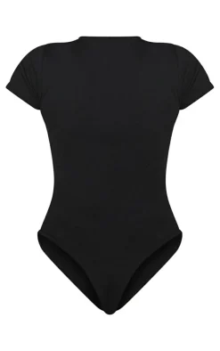PrettyLittleThing Basic Tops*Basic Cotton Blend Fitted Short Sleeve Bodysuit