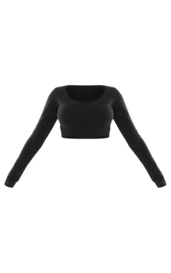 PrettyLittleThing Basic Tops*Basic Cotton Blend Long Sleeve Crop Top