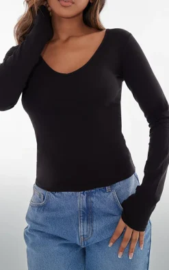 PrettyLittleThing T-Shirts*Basic Cotton Blend Longline Long Sleeve Top