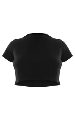 PrettyLittleThing T-Shirts*Basic Cotton Blend Roll Sleeve Crop Top