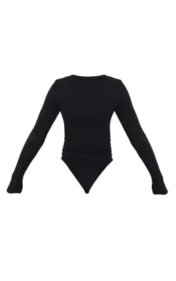 PrettyLittleThing Basic Tops*Basic Cotton Blend Scoop Neck Long Sleeve Bodysuit