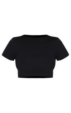 PrettyLittleThing T-Shirts*Basic Cotton Blend Short Sleeve Crop Top