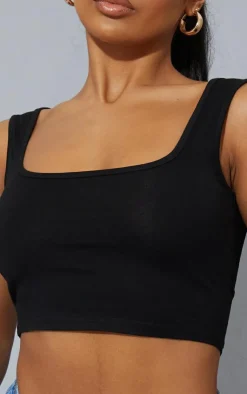 PrettyLittleThing Basic Tops*Basic Cotton Blend Square Neck Crop Tank