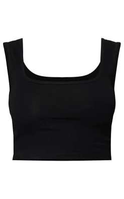 PrettyLittleThing Basic Tops*Basic Cotton Blend Square Neck Crop Tank