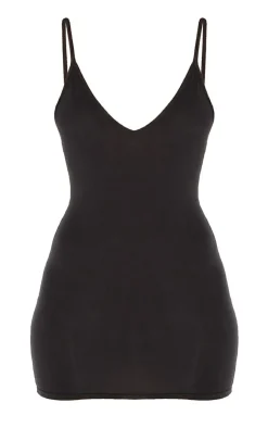 Basic Extreme Plunge Strappy Bodycon Dress-PrettyLittleThing Clearance