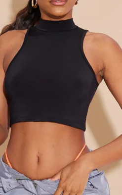 PrettyLittleThing Sleeveless Tops*Basic Slinky High Neck Sleeveless Crop