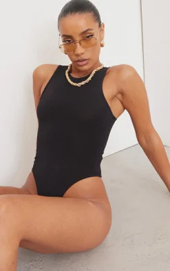 PrettyLittleThing Basic Tops*Basic Slinky Racer Bodysuit
