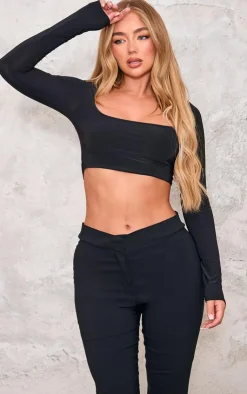 PrettyLittleThing Basic Tops*Basic Slinky Square Neck Crop Top