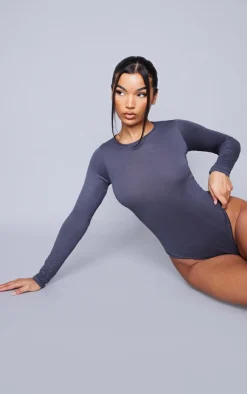 PrettyLittleThing Basic Tops*Basic Crew Neck Long Sleeve Bodysuit