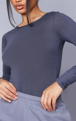 PrettyLittleThing Basic Tops*Basic Crew Neck Long Sleeve Bodysuit