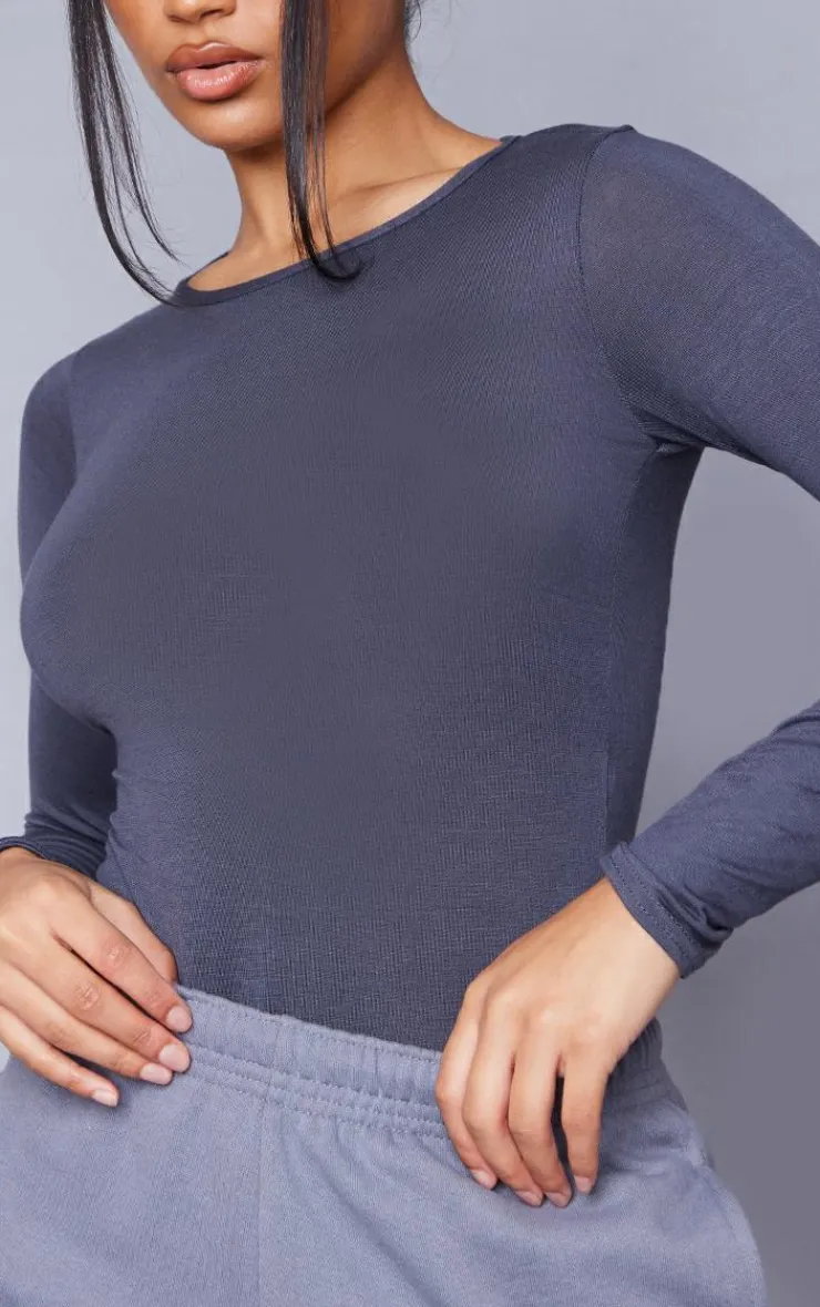 PrettyLittleThing Basic Tops*Basic Crew Neck Long Sleeve Bodysuit