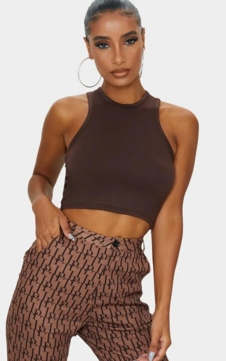 PrettyLittleThing Basic Tops*Basic Jersey Racerback Crop Top