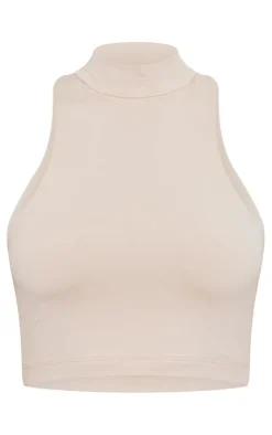 PrettyLittleThing Sleeveless Tops*Basic Slinky High Neck Sleeveless Crop