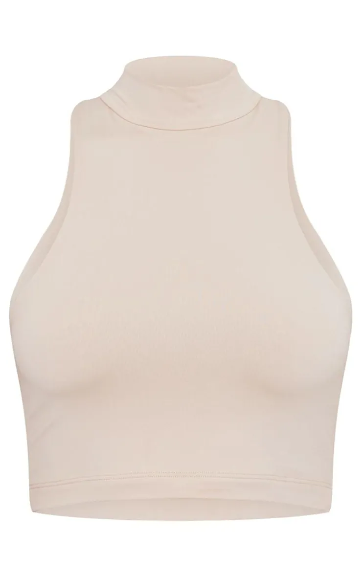 PrettyLittleThing Sleeveless Tops*Basic Slinky High Neck Sleeveless Crop