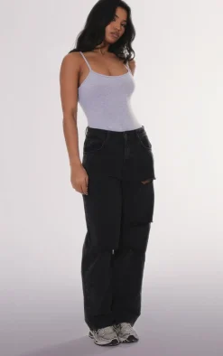 PrettyLittleThing Basic Tops*Basic Marl Cotton Blend Scoop Neck Bodysuit