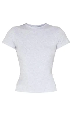 PrettyLittleThing T-Shirts*Basic Marl Cotton Blend Fitted Crew Neck T Shirt