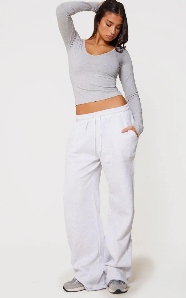 PrettyLittleThing T-Shirts*Basic Marl Cotton Blend Longline Long Sleeve Top