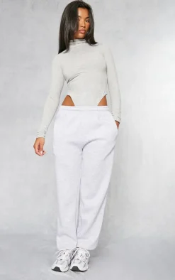 PrettyLittleThing Basic Tops*Basic Marl Cotton Blend Roll Neck Bodysuit