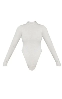 PrettyLittleThing Basic Tops*Basic Marl Cotton Blend Roll Neck Bodysuit