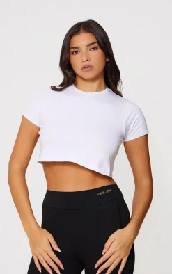 PrettyLittleThing Basic Tops*Basic Roll Sleeve Crop Top
