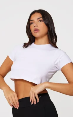 PrettyLittleThing Basic Tops*Basic Roll Sleeve Crop Top