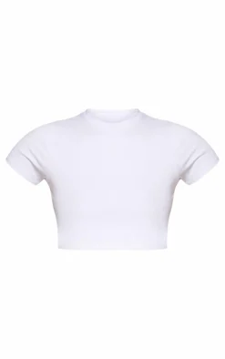 PrettyLittleThing Basic Tops*Basic Roll Sleeve Crop Top