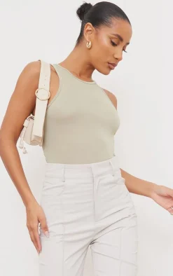 PrettyLittleThing Basic Tops*Basic Slinky Racer Bodysuit