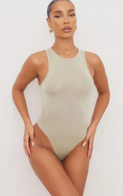PrettyLittleThing Basic Tops*Basic Slinky Racer Bodysuit