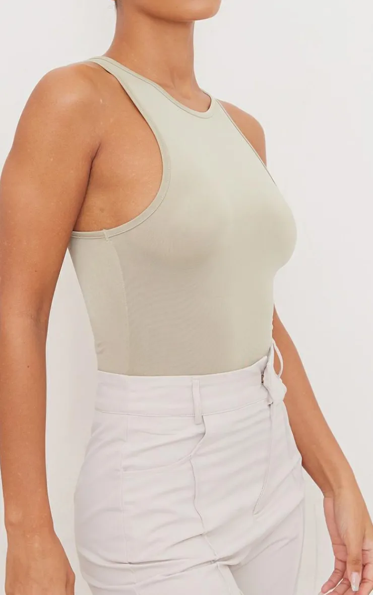 PrettyLittleThing Basic Tops*Basic Slinky Racer Bodysuit