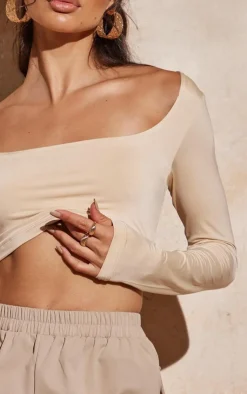 PrettyLittleThing Basic Tops*Basic Slinky Square Neck Crop Top
