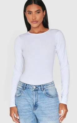 PrettyLittleThing Basic Tops*Basic Cotton Blend Crew Neck Bodysuit