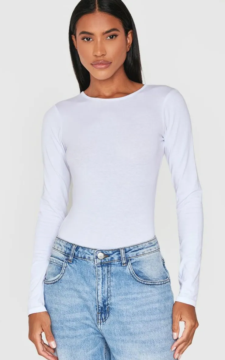 PrettyLittleThing Basic Tops*Basic Cotton Blend Crew Neck Bodysuit