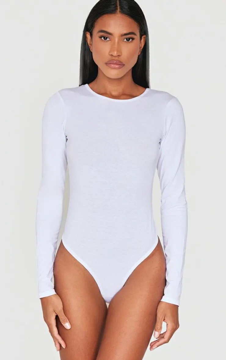 PrettyLittleThing Basic Tops*Basic Cotton Blend Crew Neck Bodysuit