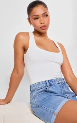 PrettyLittleThing Basic Tops*Basic Cotton Blend Racer Back Bodysuit
