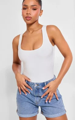 PrettyLittleThing Basic Tops*Basic Cotton Blend Racer Back Bodysuit