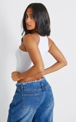PrettyLittleThing Basic Tops*Basic Cotton Blend Racer Neck Crop Top